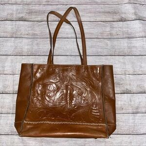Patricia Nash Elegant Brown Leather Tote Bag